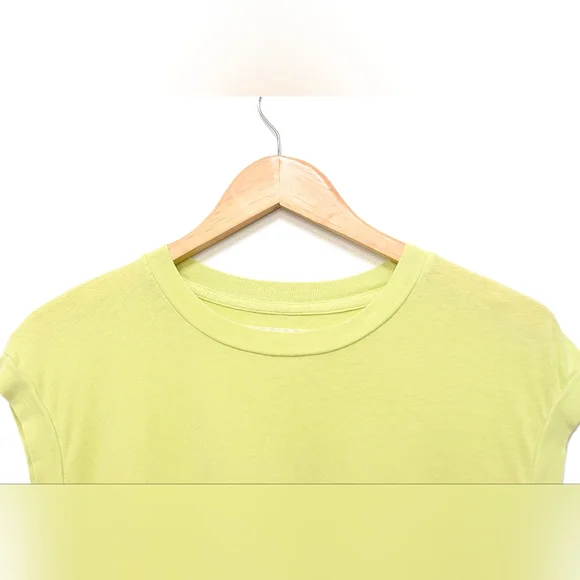 The Great Square Tee Shirt Boxy Cropped Crew Neck Lime Zest Green Yellow Size L - Picture 3 of 8